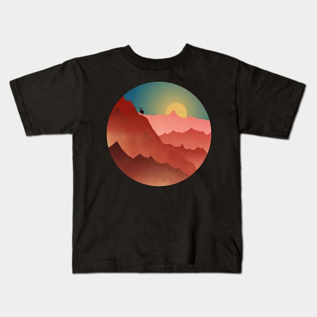 Goat in a mountain Kids T-Shirt by Javisolarte